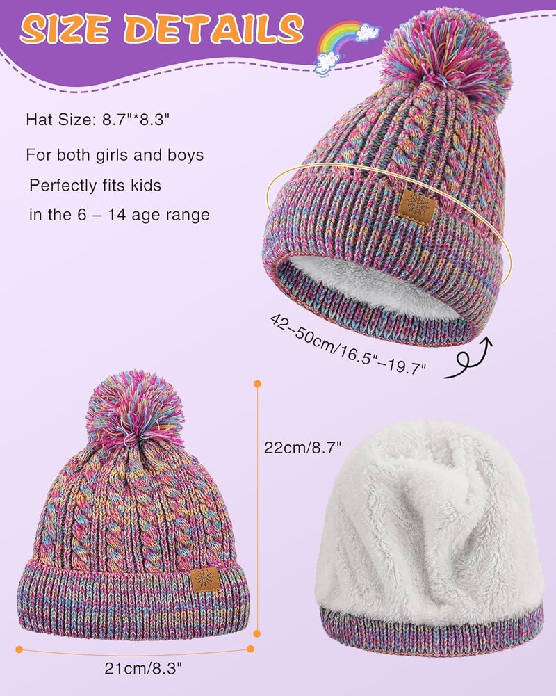 Clothclose Winter Hats for Kids - Kids Beanie, Toddler Knit Girls Winter Hat with Cute Pom-Pom Warm Fleece - Image 4